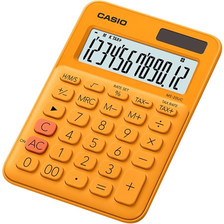 Asztali számológép 12 számjegy, CASIO, "MS 20 UC", narancssárga