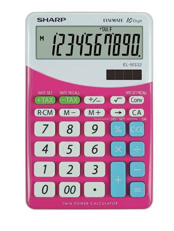 Asztali számológép 10 számjegy, SHARP "EL-M332", pink